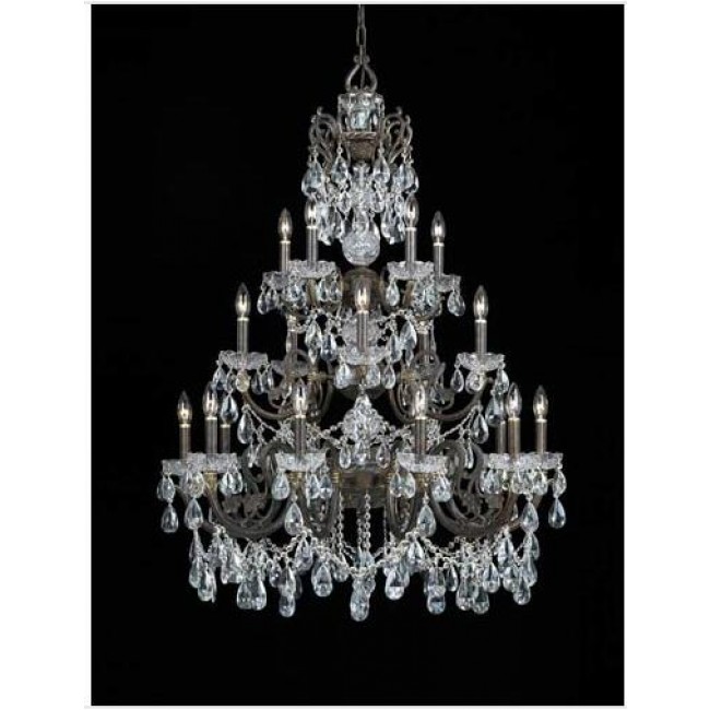 Bronze Clear Swarovski Strass Crystal Twenty-Light Chandelier
