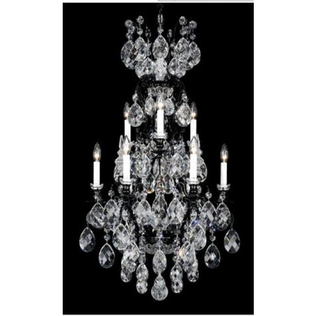 Black 10-Light Clear Heritage Handcut Crystal Chandelier, 21W x 40H x 21D