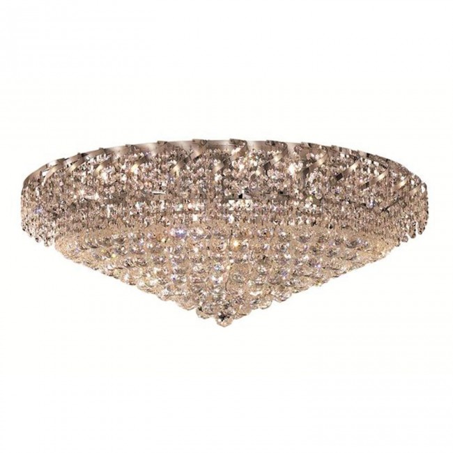 Belenus Chrome Twenty-Eight Light 36-Inch Flush Mount with Royal Cut Clear Crystal
