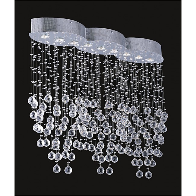 9 Lights contemporary crystal chandelier chrome plated base