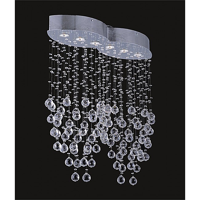 6 Lights contemporary crystal chandelier chrome plated base