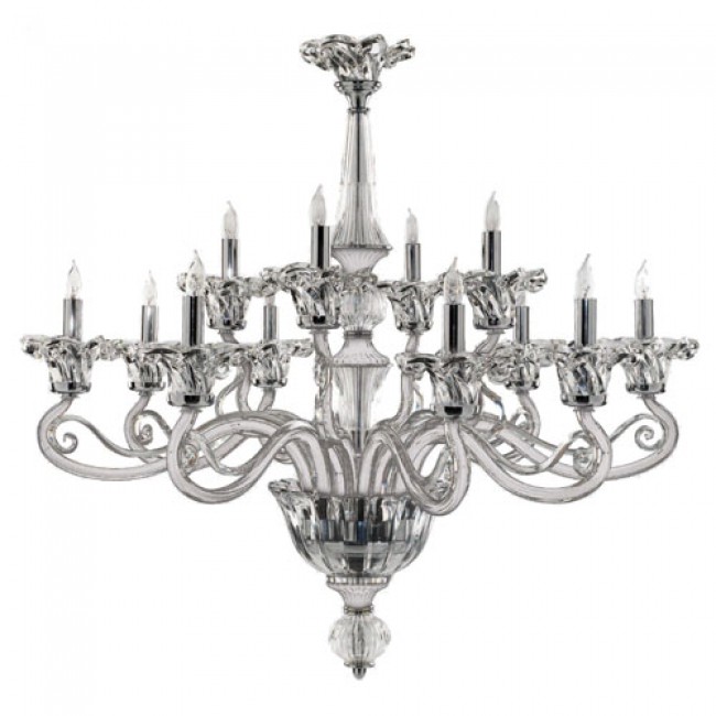  Chrome and Clear Glass 12-Light Chandelier