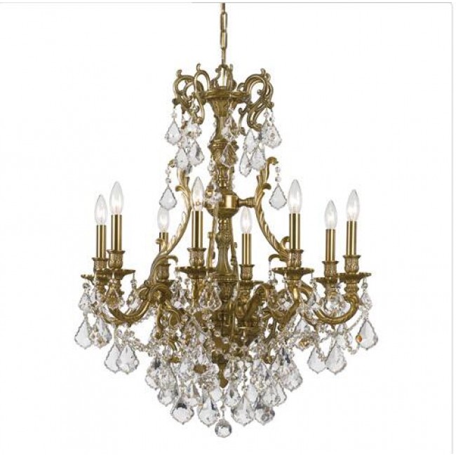 Brass Eight-Light Chandelier with Swarovski Strass Crystal
