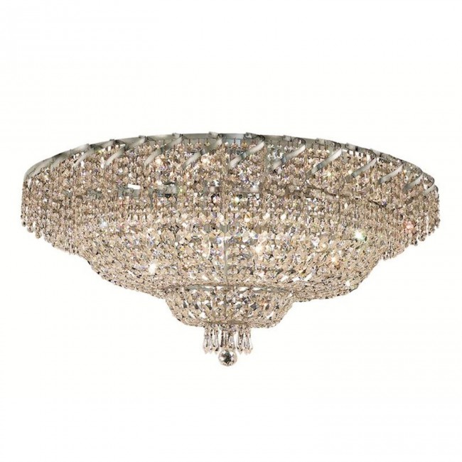Belenus Chrome Twenty-Eight Light 36-Inch Flush Mount with Royal Cut Clear Crystal

