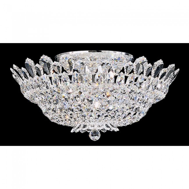Schonbek Trilliane Silver 10-Light Crystal Swarovski Elements Semi-Flush Light, 24W x 10.5H x 24D