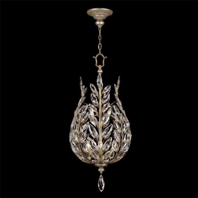 Crystal Laurel Six-Light Lantern in Warm Silver Leaf Finish