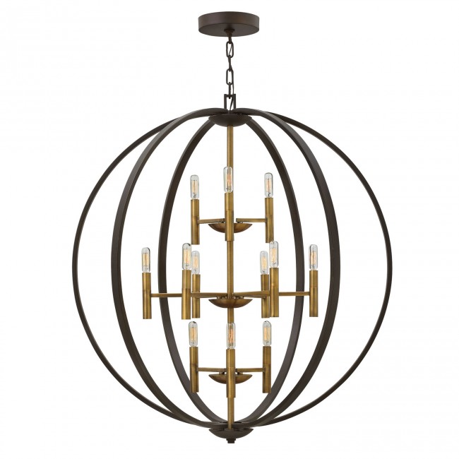 Spanish Bronze Twelve-Light Foyer Pendant