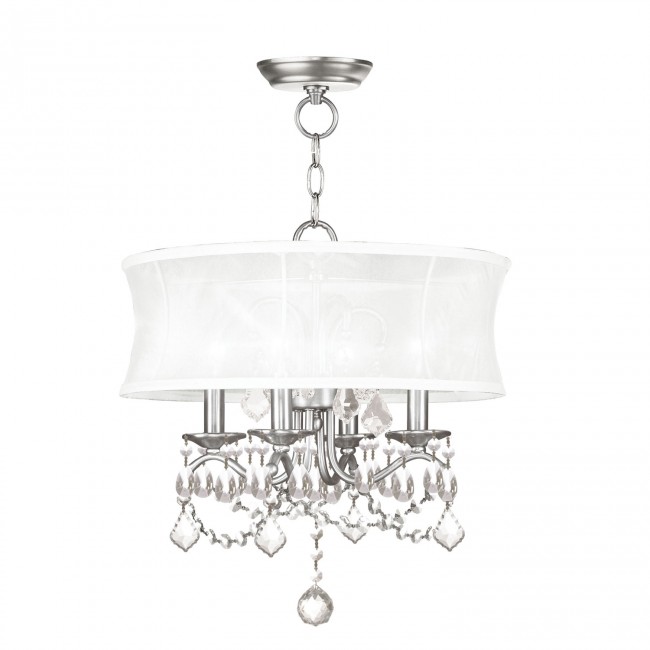 Brushed Nickel Four-Light Convertible Semi-Flush