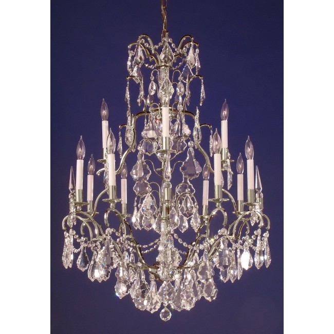 13 lights wrought iron crystal chandelier in plished chrome finish