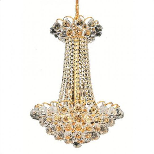 Gold Nine-Light 16-Inch Chandelier with Swarovski Strass Clear Crystal
