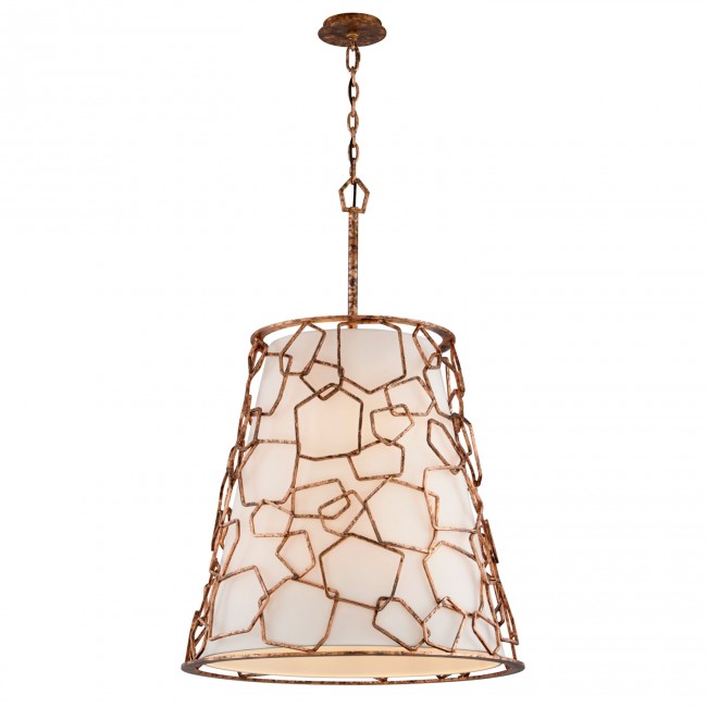 Antique Copper Leaf Eight-Light Pendant