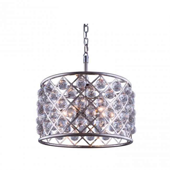 Madison Polished Nickel Six-Light Pendant with Royal Cut Clear Crystals
