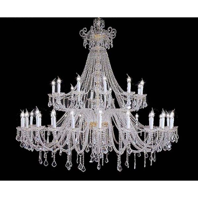 36 Lights Bohemian Crystal chandelier in polished chrome finish