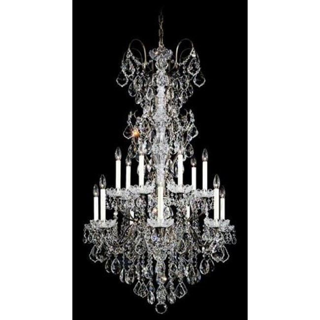 Gold 14-Light Clear Heritage Handcut Crystal Chandelier, 32W x 53H x 32D