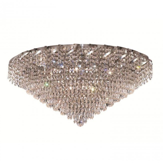  Belenus Chrome Twenty-One Light 30-Inch Flush Mount with Royal Cut Clear Crystal