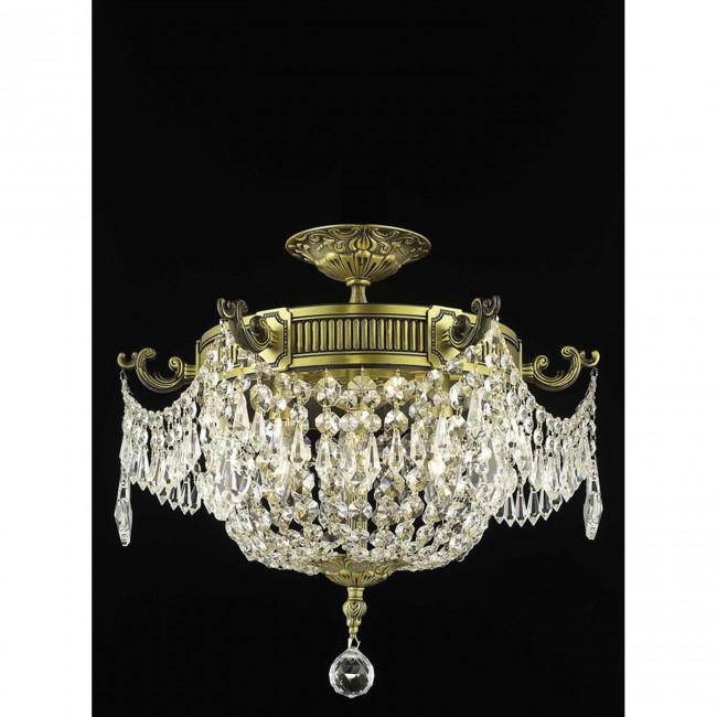  Esperanza Antique Bronze Three-Light Flush Mount with Royal Cut Crystal