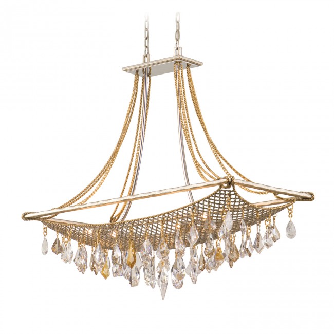 Silver And Gold Leaf Eight-Light Island Pendant