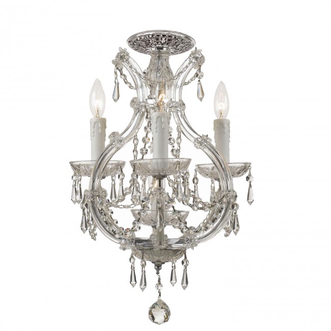 Polished Chrome Four Light Semi-Flush Mount with Clear Crystal
