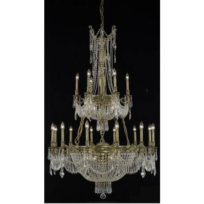 Gold Twenty-Seven Light Chandelier with Clear Royal Cut Crystals