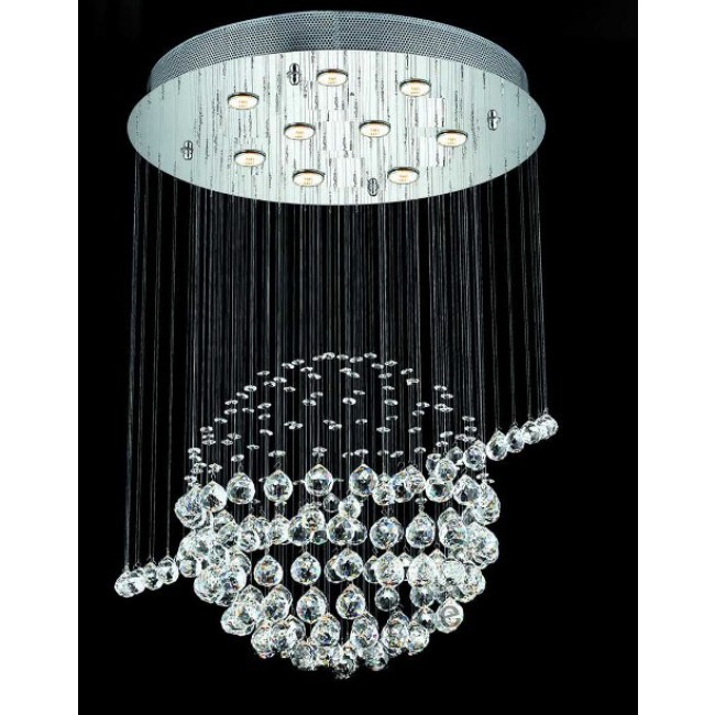 Contemporary galaxy Crystal Chandelier with polished chrome base