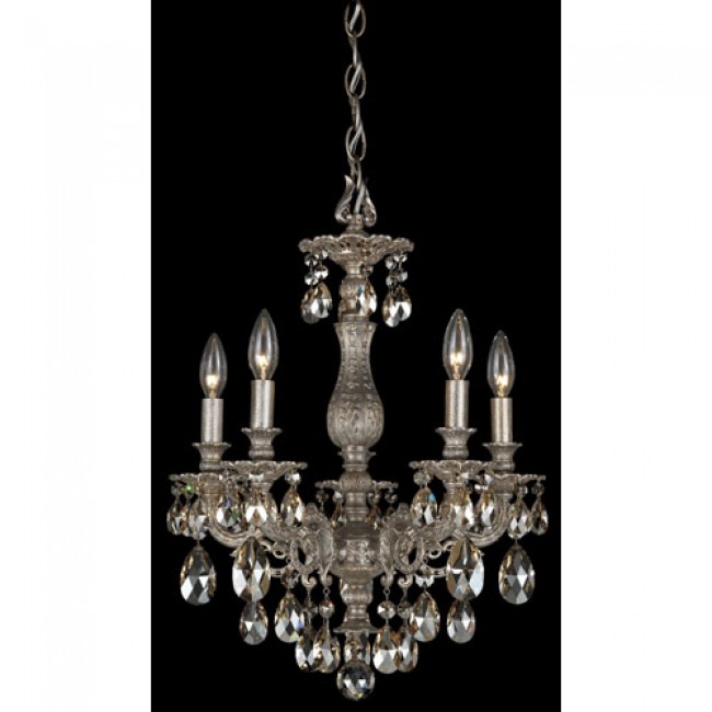  Pewter Five-Light Golden Shadow Swarovski Elements Chandelier, 16W x 21.5H x 16D