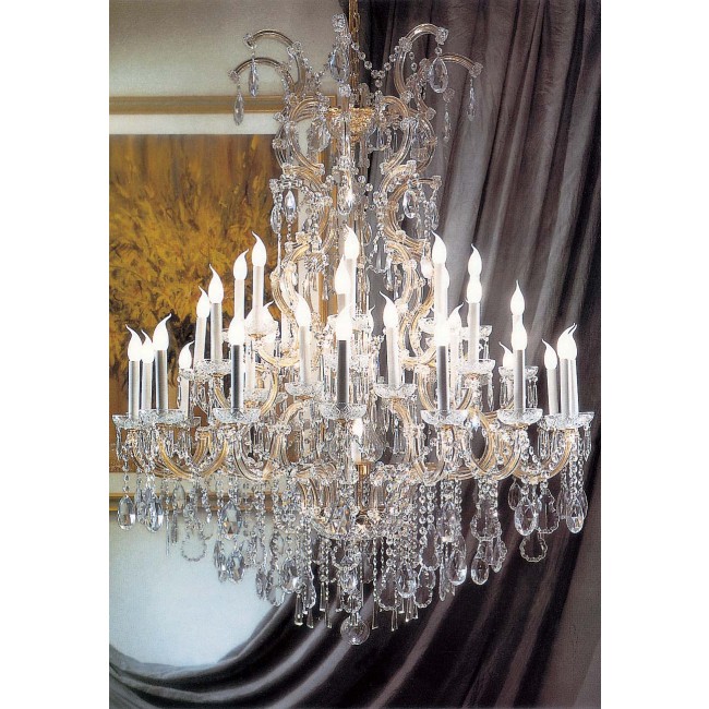 41 Lights Maria Theresa crystal chandelier dressed with clear crystals