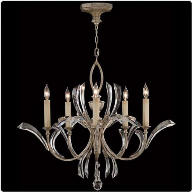 Five-Light Chandelier in Warm Muted Silver Leaf Finish
