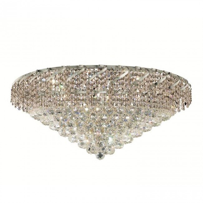 Belenus Chrome Twenty-One Light 30-Inch Flush Mount with Royal Cut Clear Crystal