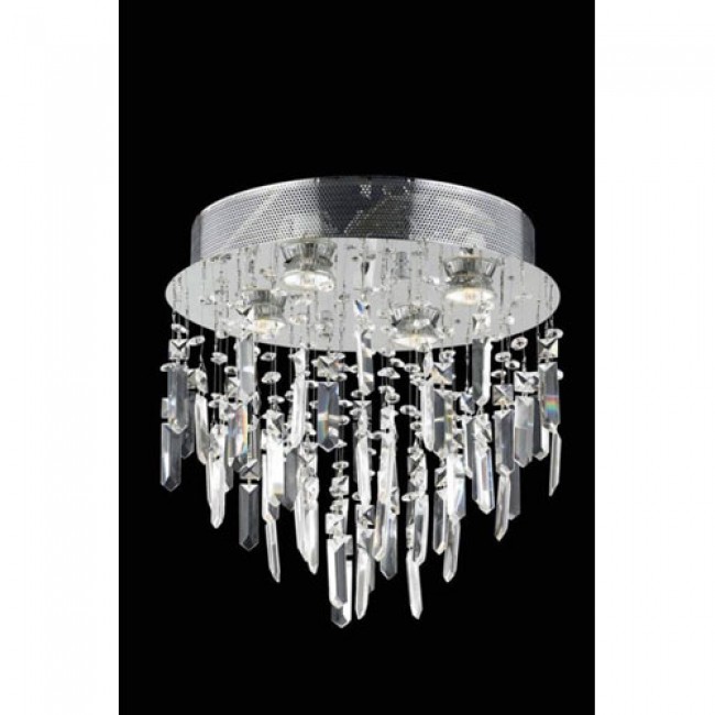 Galaxy Swarovski Elements Crystal Chrome Four Light 14-in Flush Mount Fixture