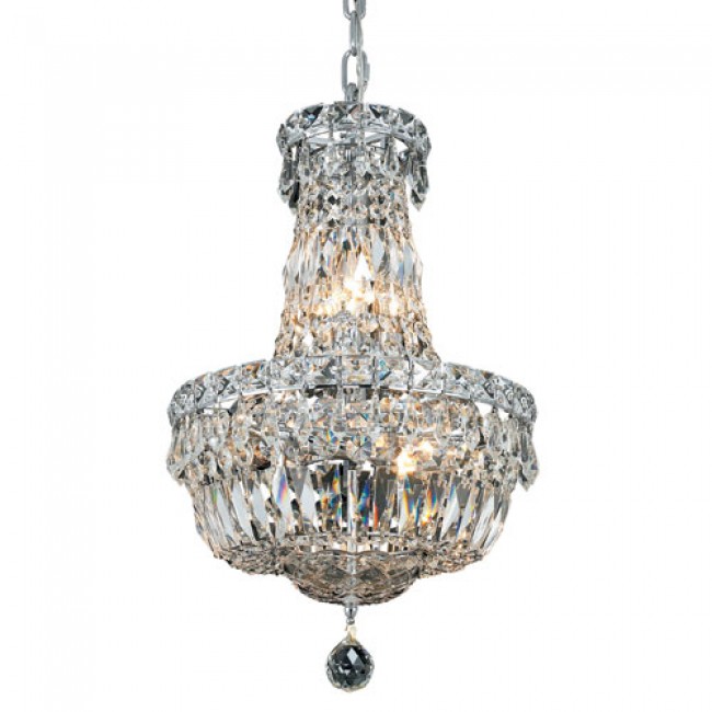 Chrome Six-Light 12-Inch Chandelier with Royal Cut Clear Crystal