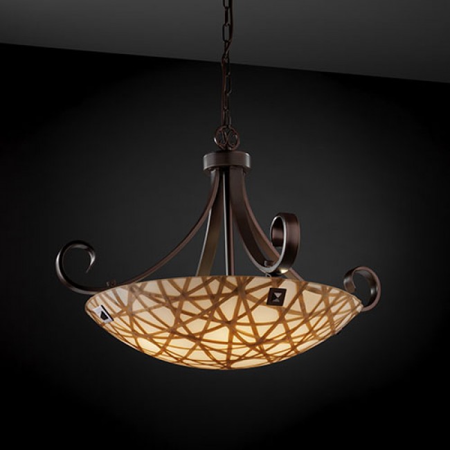 Group 3Form Dark Bronze 31-Inch Wide LED Bowl Pendant with Connection Ecoresin Shade
