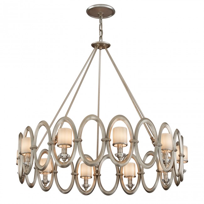 Satin Silver Leaf 10-Light Chandelier