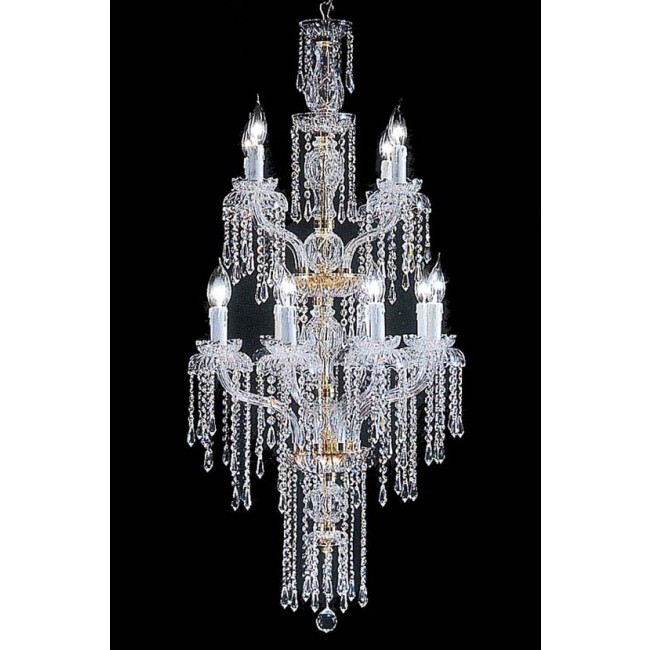 12 Lights Bohemian Crystal chandelier in gold plated finish