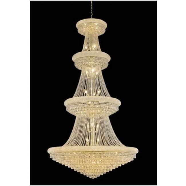 Gold Forty-Two Light Chandelier with Clear Royal Cut Crystals