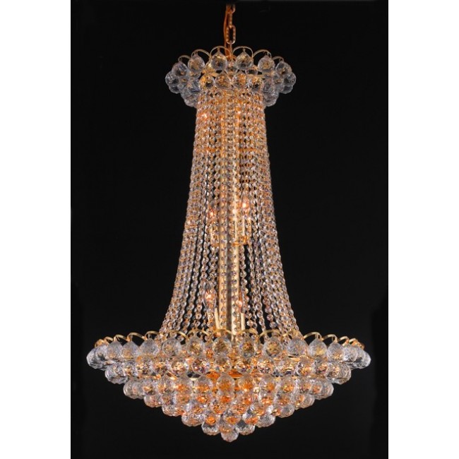 15 Light crystal chandelier golden plated