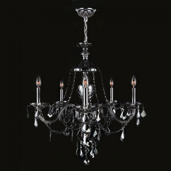 Five-Light Chrome Finish with Smoke Crystal Chandelier