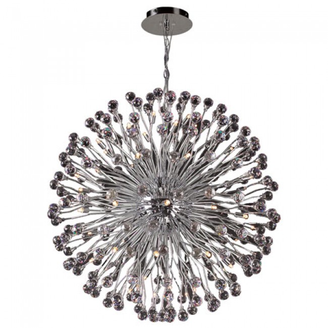 Aspasia 54-Light Polished Chrome Pendant with Asfour Handcut Crystal Glass -Halogen