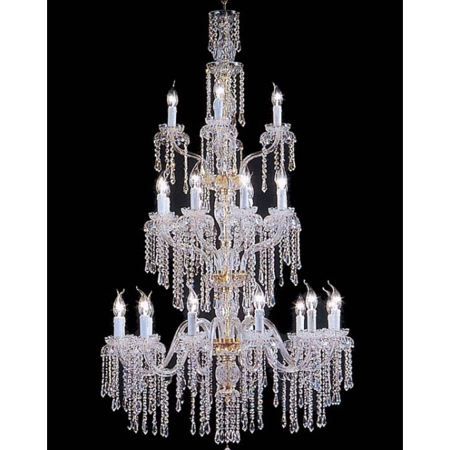 24 Lights Bohemian Crystal chandelier in gold plated finish