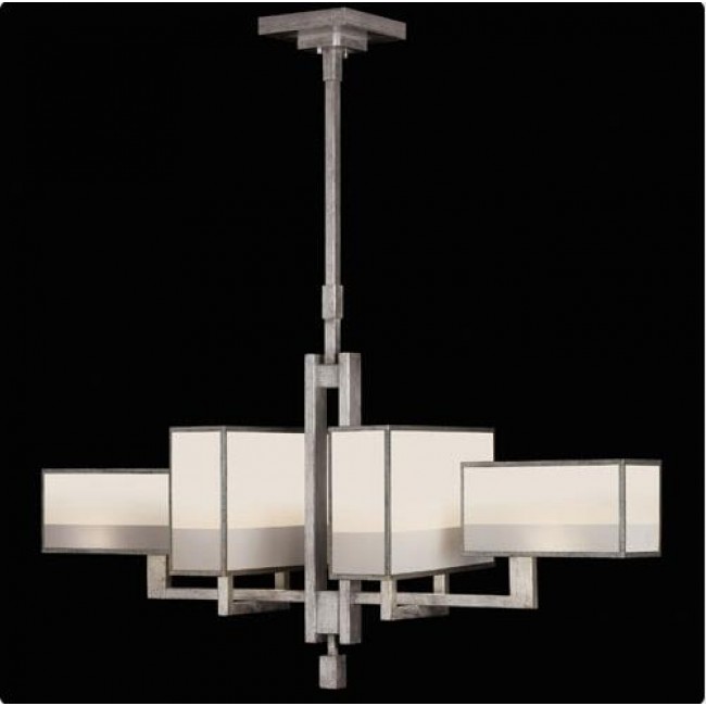 Silver Six-Light Chandelier in Warm Muted Silver Leaf Finish