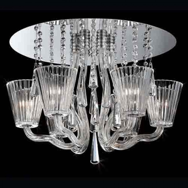  Corato Chrome Six-Light 21.25-Inch Wide Flush Mount with Clear Glass