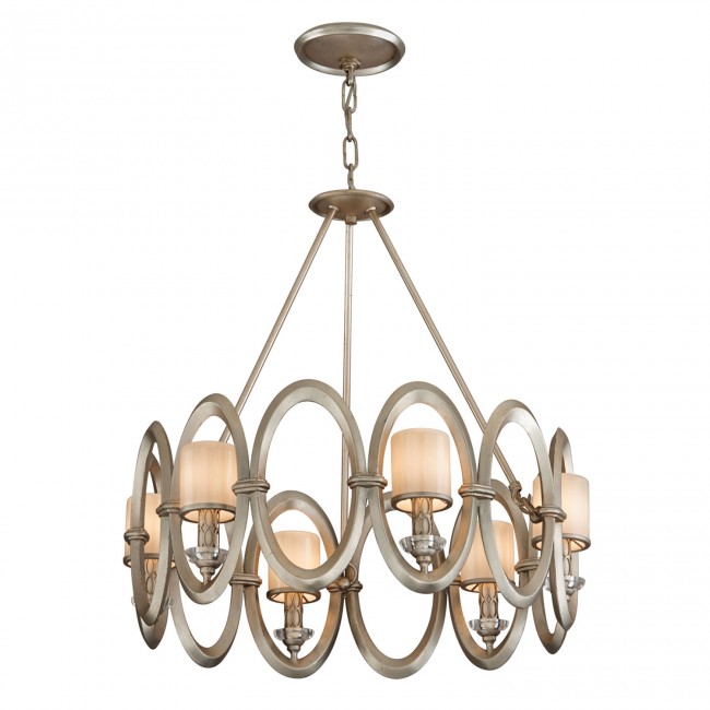 Satin Silver Leaf Six-Light Chandelier