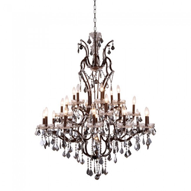 Elena Rustic Intent 25-Light Chandelier with Silver Crystals