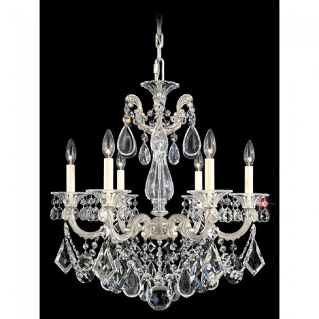 Silver Six-Light Clear Heritage Handcut Crystal Chandelier, 23W x 25H x 23D