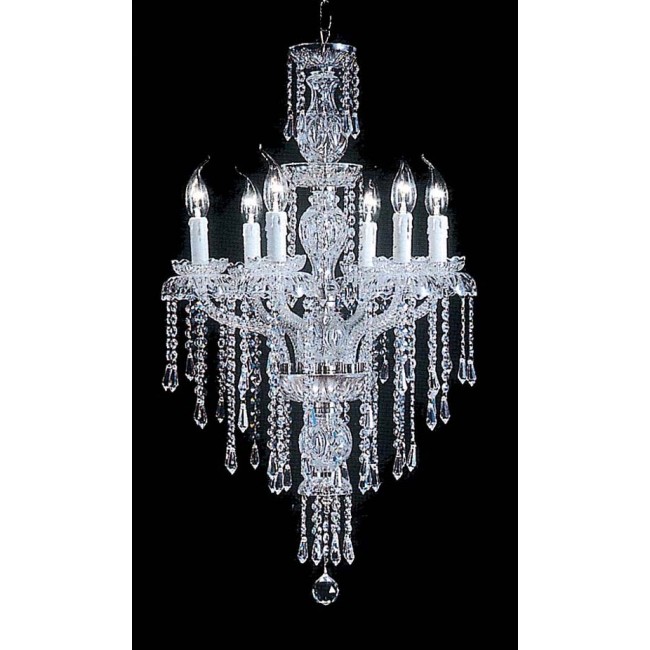 6 Lights Bohemian Crystal chandelier in polished chrome finish
