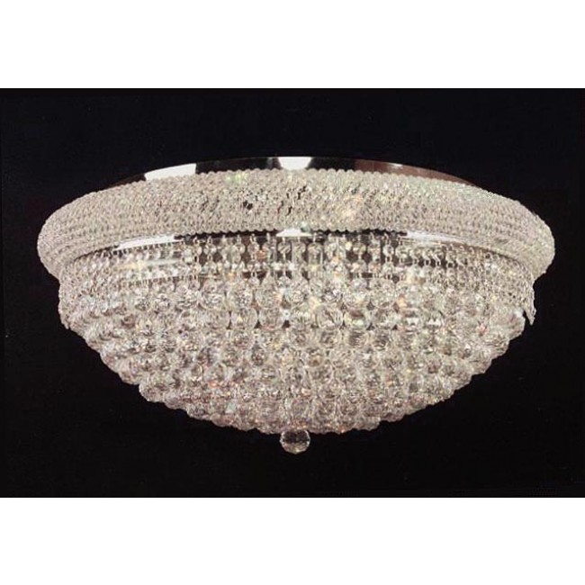 12 Light Crystal flush mount ceiling light with chrome finish