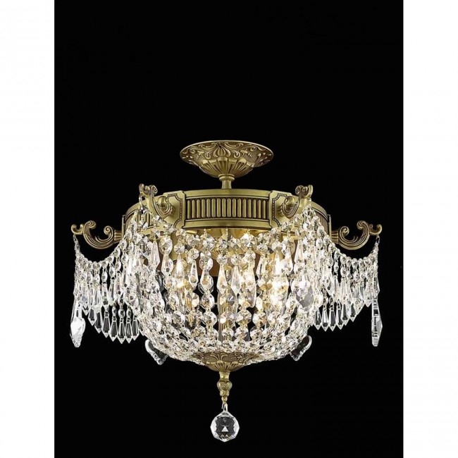  Esperanza French Three-Light Flush Mount with Royal Cut Crystal