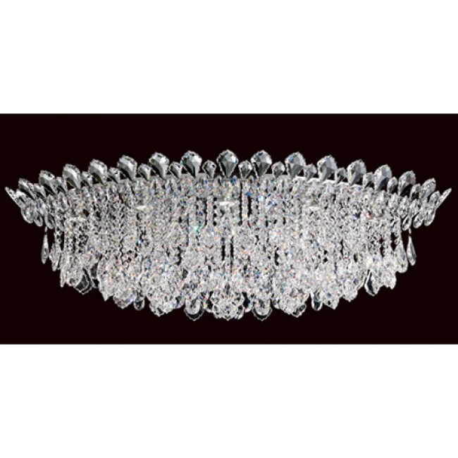 Schonbek Trilliane Strands Stainless Steel Eight-Light Eye Short Flush Mount with Clear Heritage Crystal