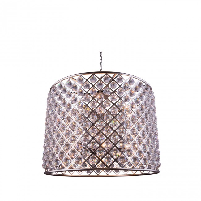 Madison Polished Nickel Twelve-Light Pendant with Royal Cut Clear Crystals