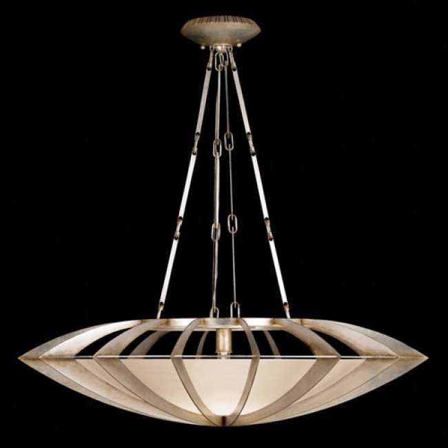 One-Light Pendant in Toned Silver Leaf Finish