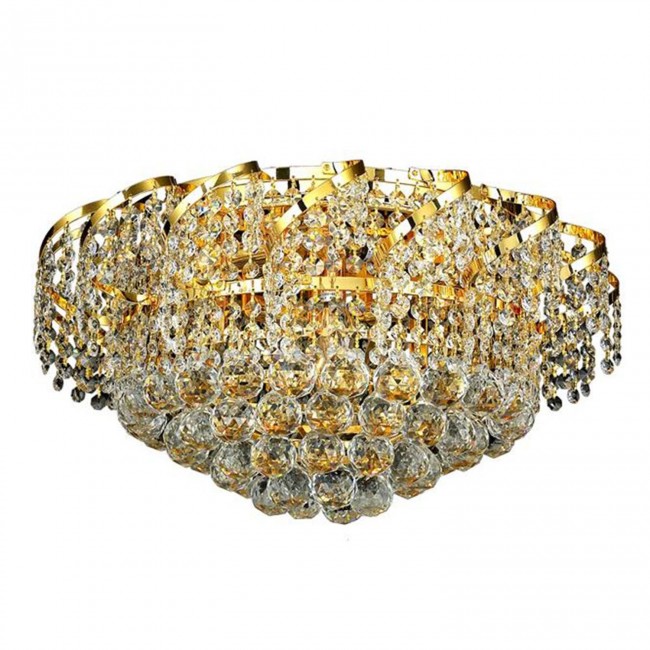 Belenus Gold Eight-Light 20-Inch Flush Mount with Royal Cut Clear Crystal
